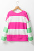 Colorblock Striped Drop Shoulder Long Sleeve Top